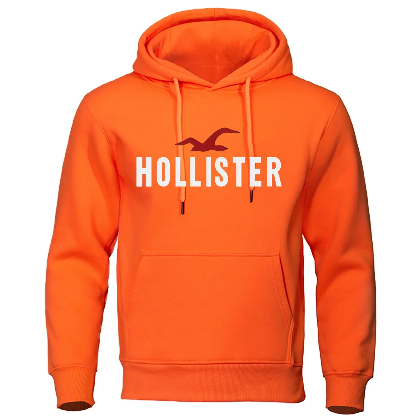 Men\'s Hollister Printed Casual Sweater, Round Collar Pullover, Hip-Hop Hoodie, Trendy New, Autumn and Winter 2024