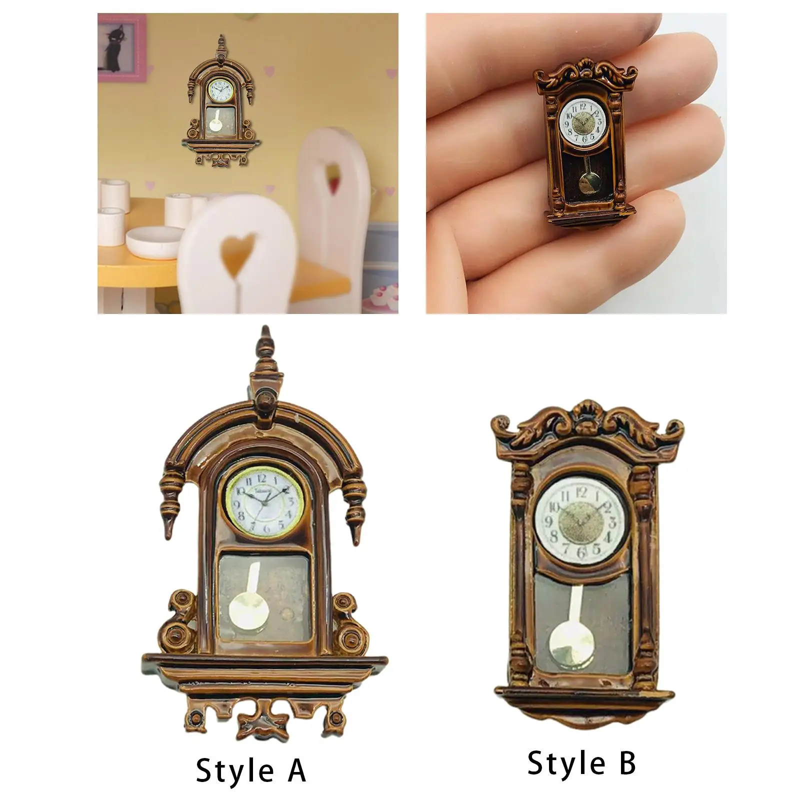 

1 12 Dollhouse Metal Roman Clock Miniature Furniture Model Toy for House Bedroom Living Room Accessories