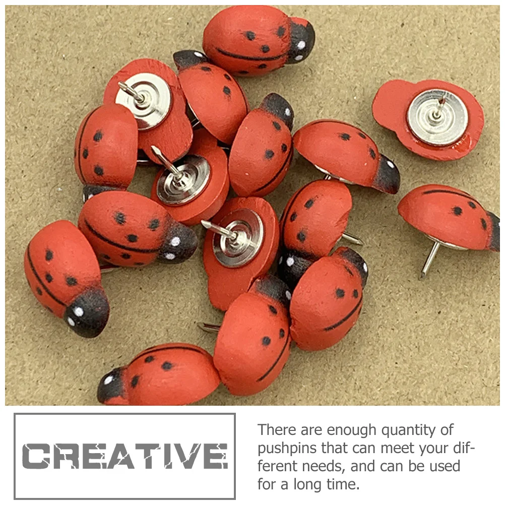 100 pezzi puntine da disegno in legno a forma di coccinella puntine da disegno carine bacheca decorativa puntine accessori per bacheca in sughero puntine da disegno