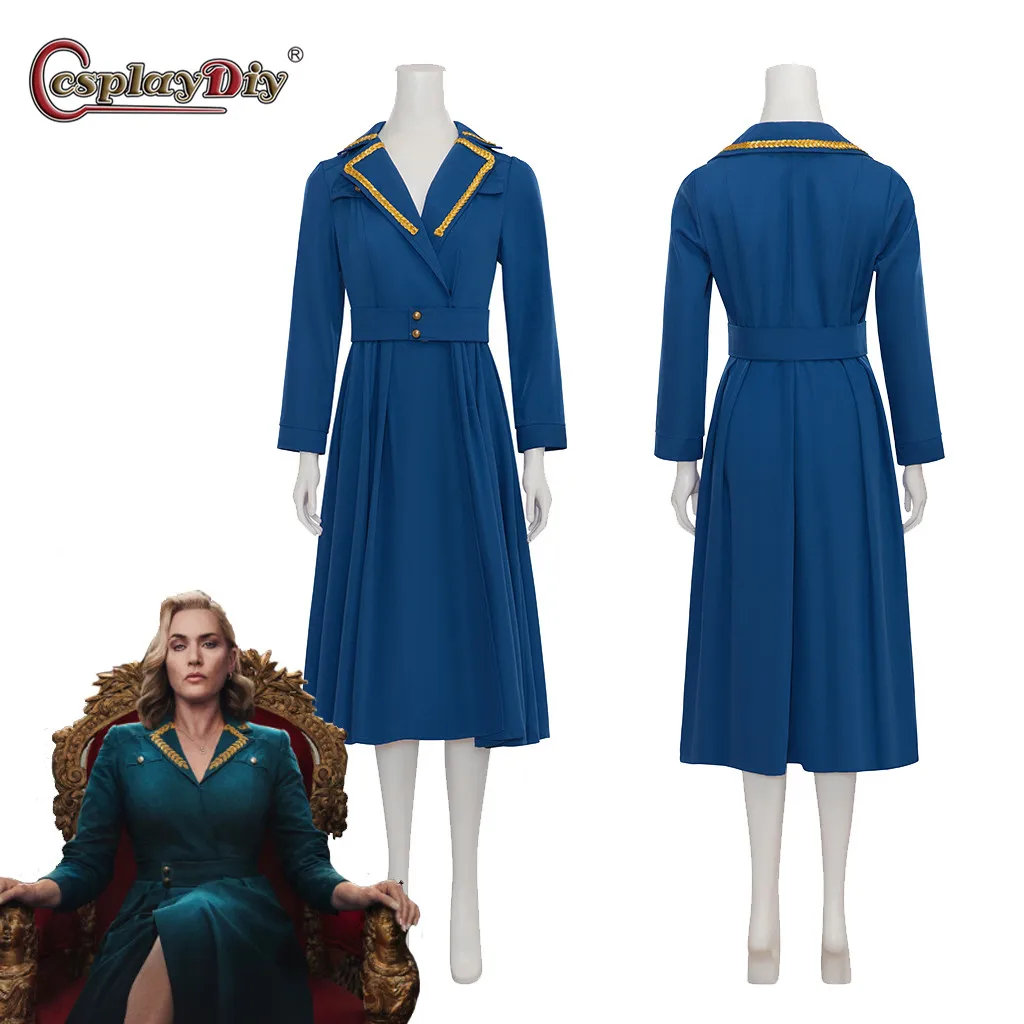 

Cosplaydiy The Regime Elena Vernham Costume Blue Coat Adult Women Trench Jacket OutfitsDress Outwear Medieval Gothic Halloween