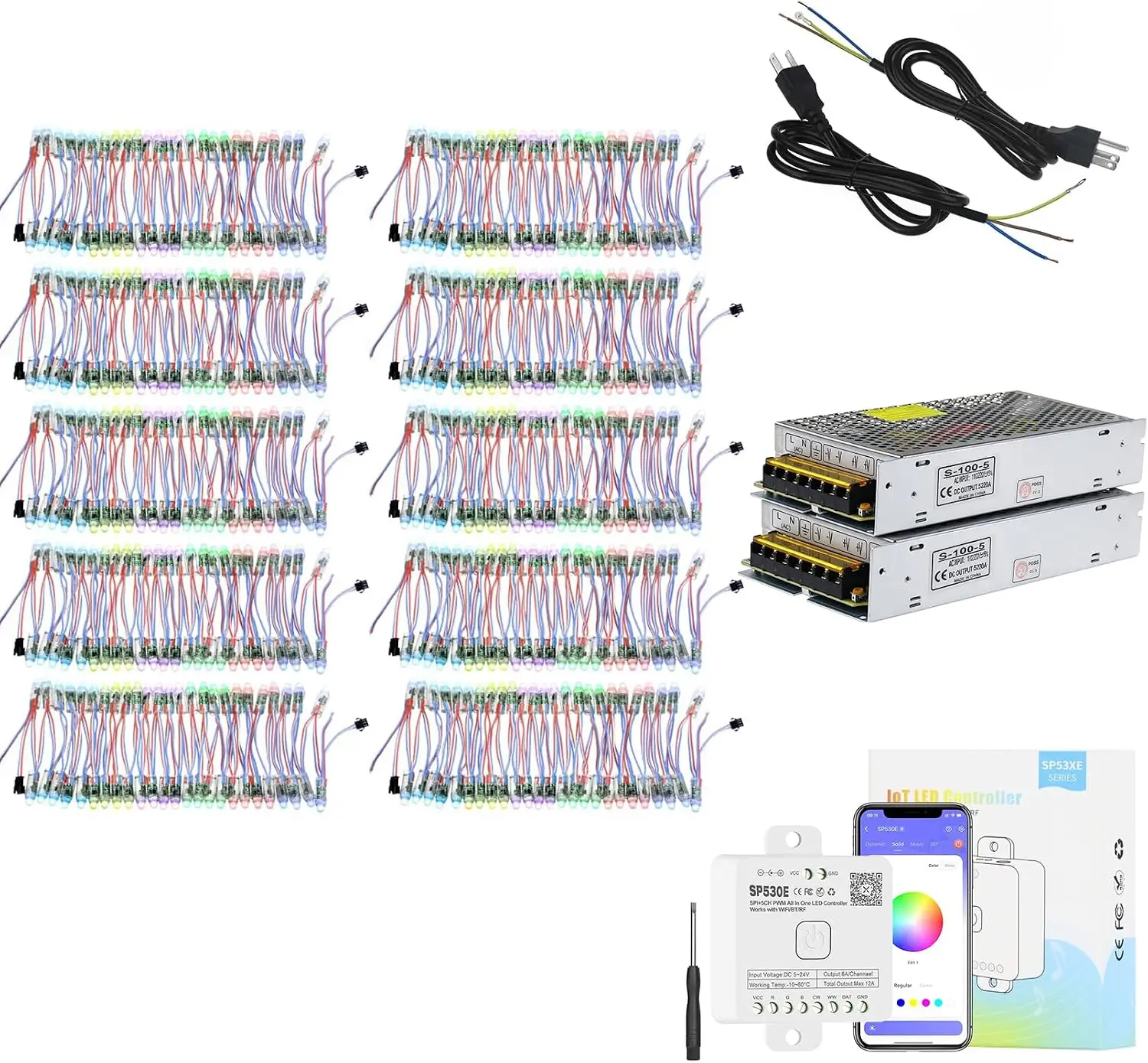 164FT WS2811 Pixel Lighting Set with Power Supply and Controller