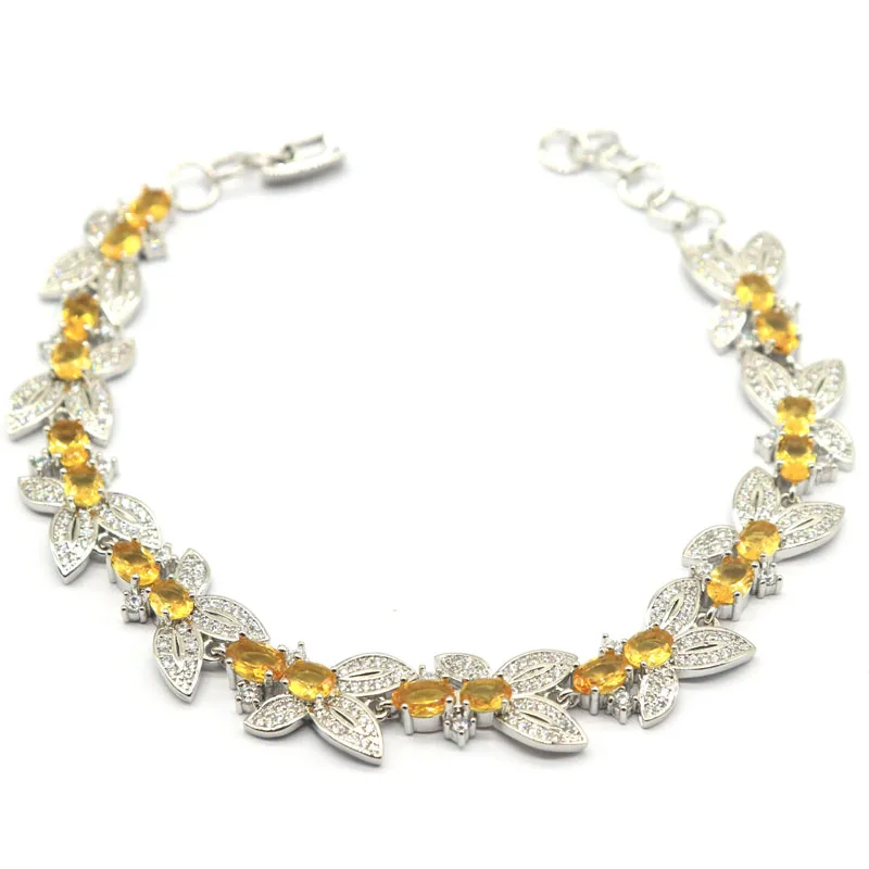 

Buy 4 Get 1 Free 18x11mm New Designed 18.5g London Blue Topaz Golden Citrine White CZ Wedding Silver Bracelet 7.5-8.5inch