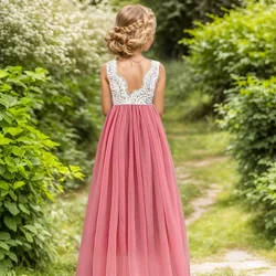 New Flower Girl Dress Baby Kids Summer Princess Party Lace Wedding Birthday Dresses Children Clothing 2 4 6 8 10 12 14
