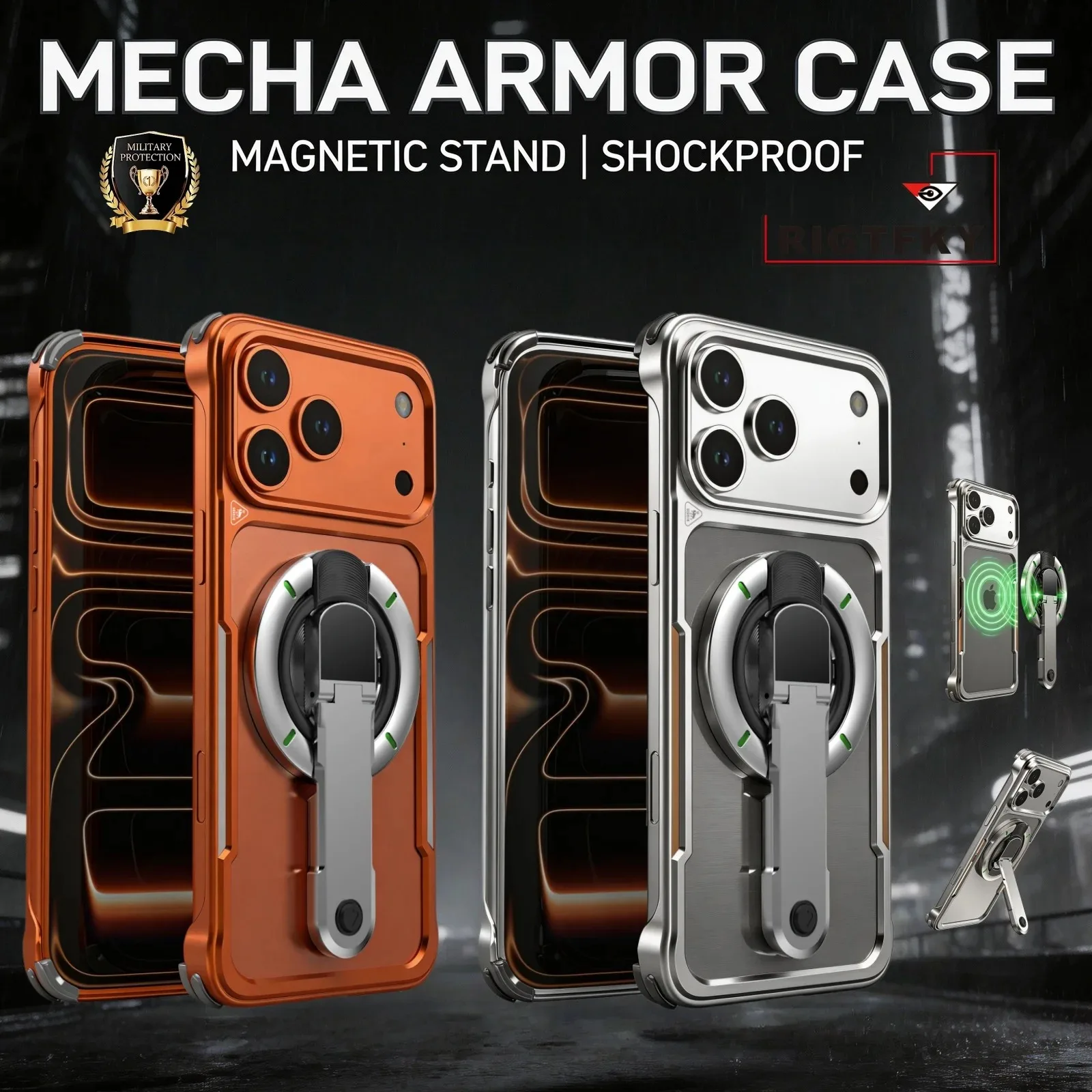 

Aluminum Armor Metal frame Phone case Suitable For Iphone 17 Pro Max Borderless design heat dissipation With Magnetic bracket