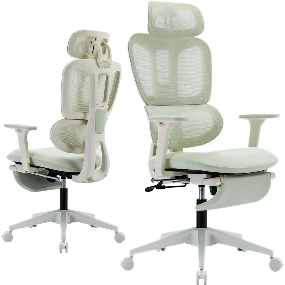 

Ergonomic Mesh Office Chair with Retractable Footrest - High Back Computer Chair, Lumbar Support, Adjustable Armrest and Headres