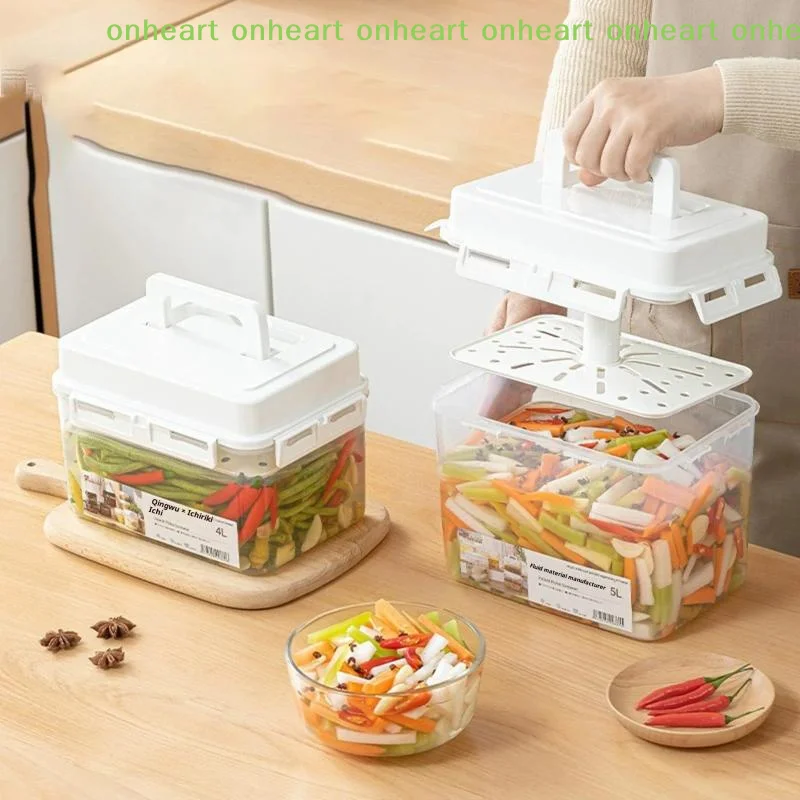 [C]5L Kimchi Press Storage Container Pickle Jar For Gherkin Sauerkraut Kimchi Storage Container And Fermentation Organization