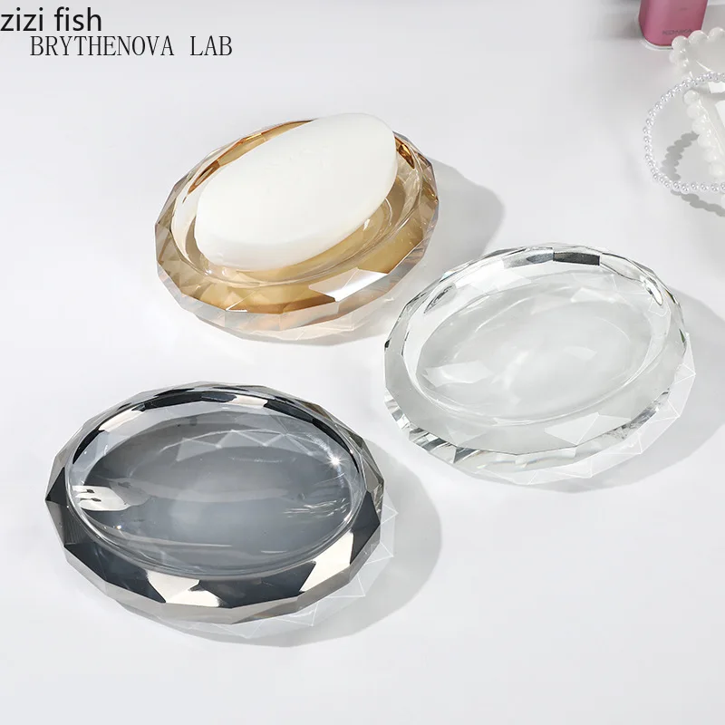 Transparent Glass Soap Dish Crystal Soap Box Bathroom Tray Accessories Storage Tray Bathroom Organizer Holder