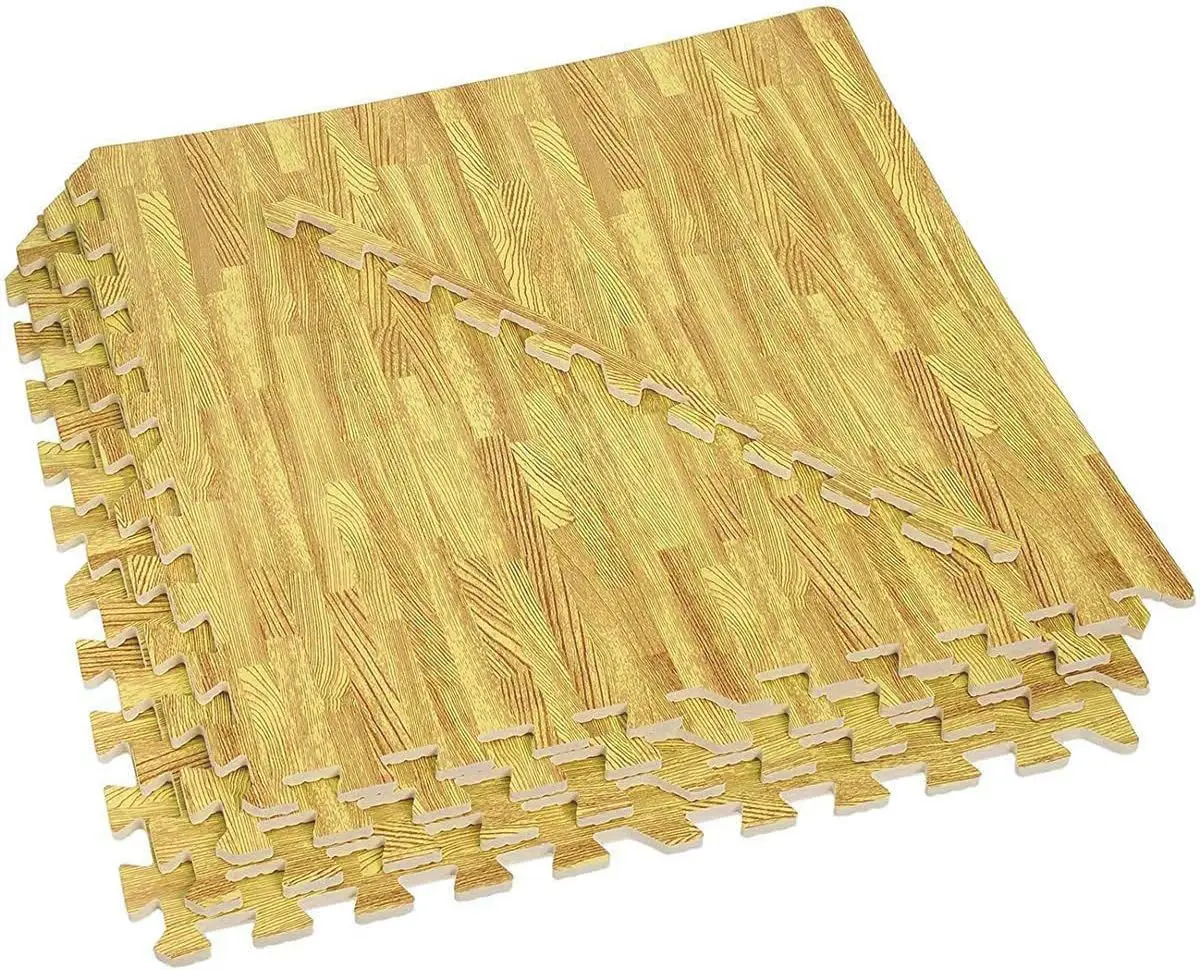 Accueil Esthétique 100 Sq. Carreaux de Mousse Imprimés en Bois Clair Chêne Mars St de 3/8 Pouces, (24x24 Pouces), 25 Pièces