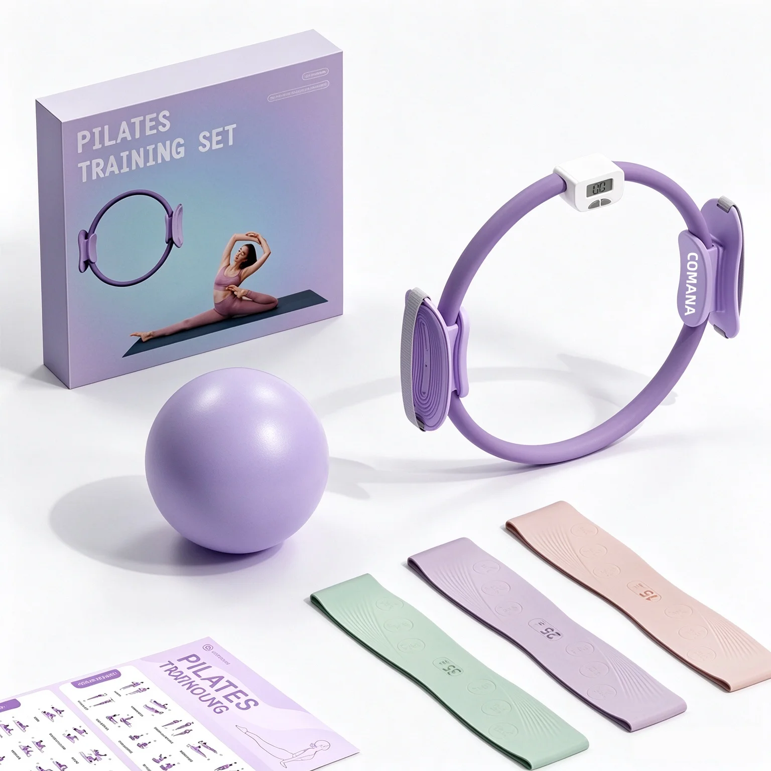 Pilates Ring Set Magic Circle With Counter for Strength & Flexibility Resistance Bands Home Gym Fitness Yoga Workouts