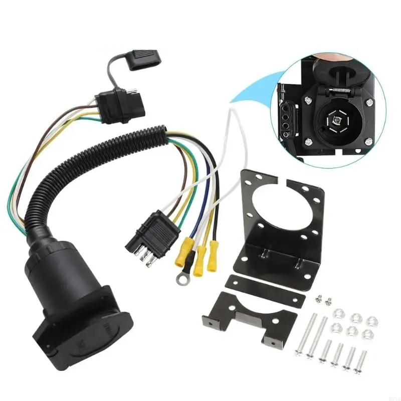 4 Pin to 4 & 7 Way Trailer Light Wiring Adapter Plugs Converter Double Output Trailer Adapter for RVs Trucks & Trailers D7YA