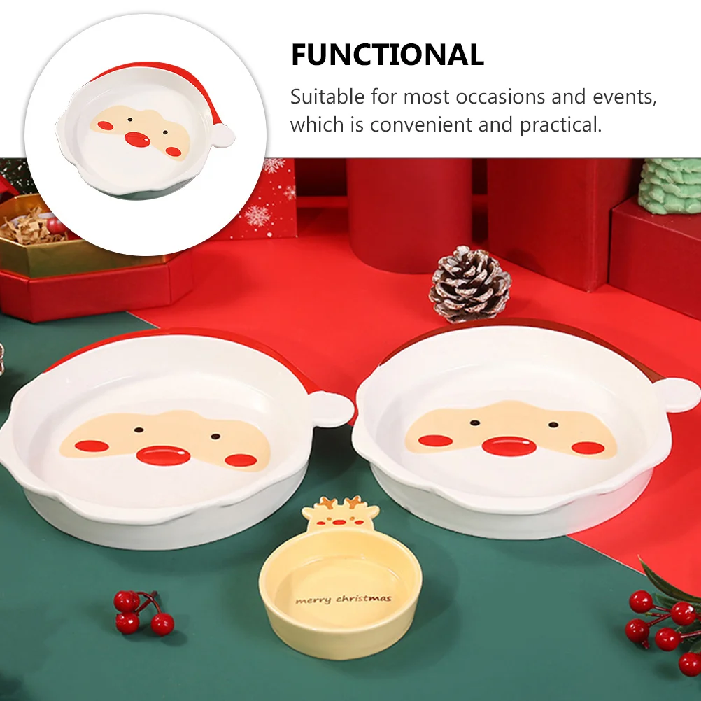 

1Pcs Santa Shape Ceramic Dinner Plate Wear-Resistant Porcelain Food Serving Platter Xmas Table Decor Salad Dessert Steak Plate