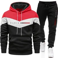 Paris Fashion Men's Hoodies Set Daily Casual Sports Hooded Sweatshirt and Jogger Pants Male Urban Trend Warm Pullover Tracksuit 5