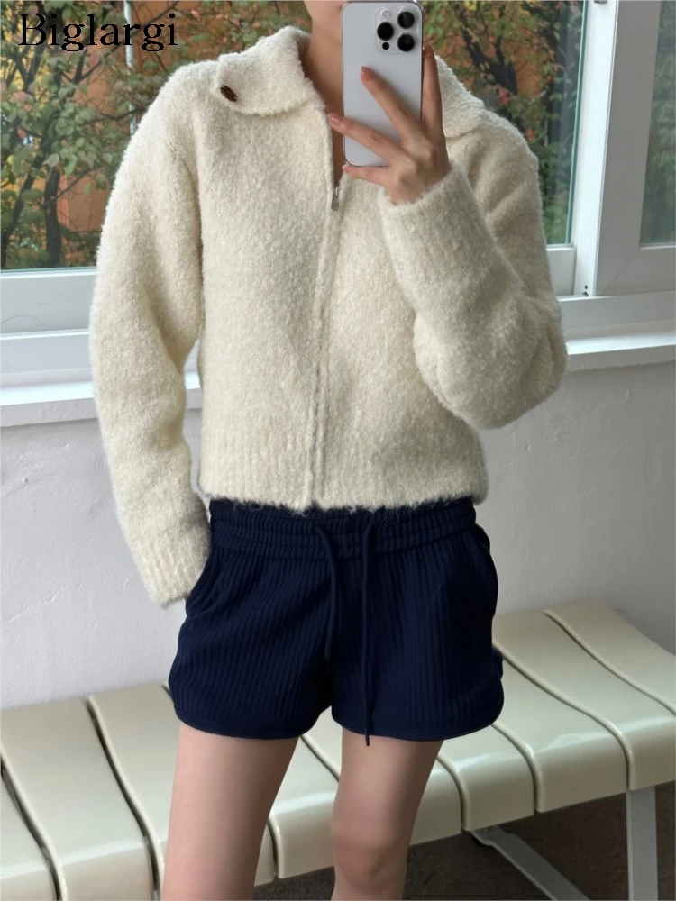 

Knitted Autumn Winter Furry Cardigan Women Long Sleeve Fashion Casual Loose Ladies Cardigans Korean Style Woman Sweater Coats
