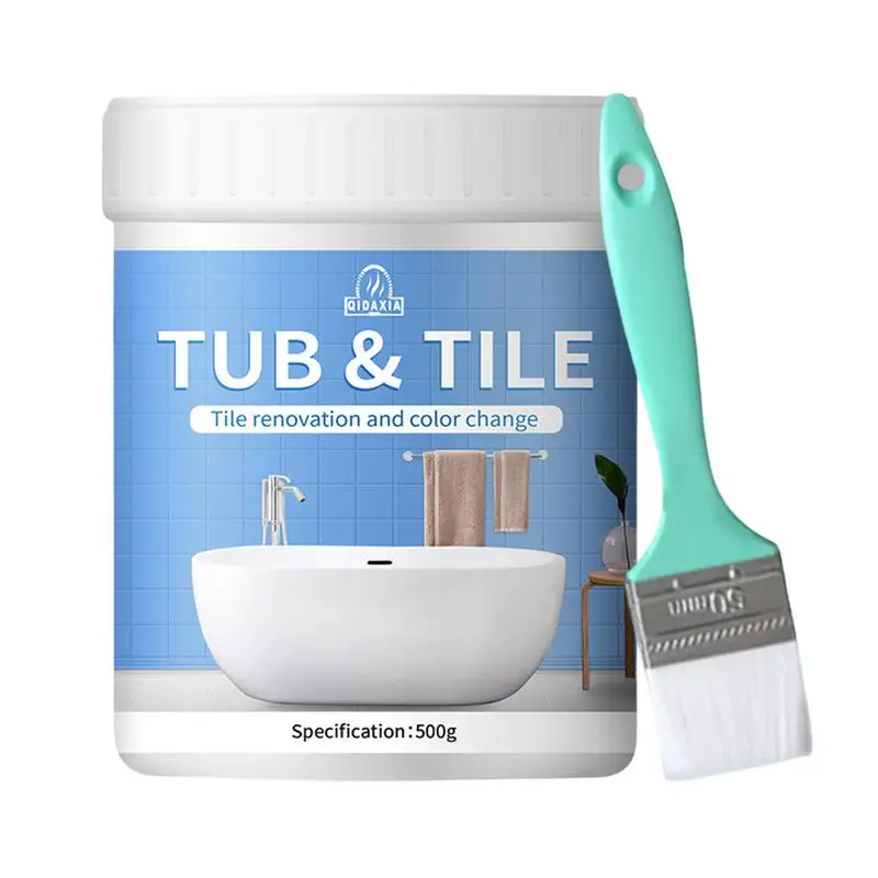 Bathroom Tile Paint Kit 500g Water Based Quick-Dry Bath Refinishing Kit Bathtub Cover-up Kit White Water Based for Bathtubs Sink