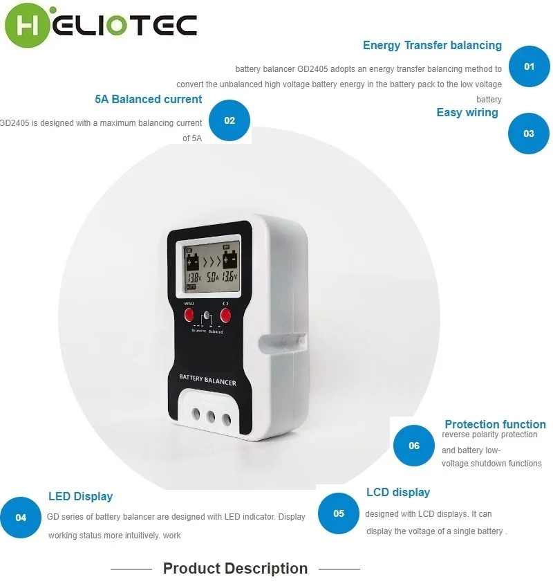 24V Battery Equalizer With Voltage Display Battery Balancer Voltage Regulator Extend battery life Tool For Solar Power System