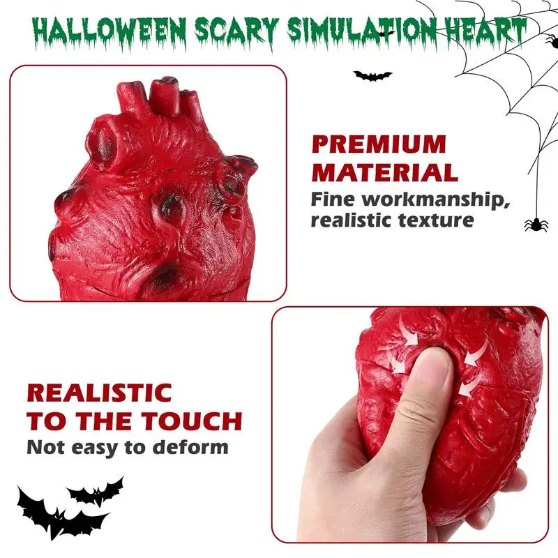 Accesorios de Cosplay de zombis de corazón falso de Halloween, piezas de cuerpo de miedo, corazón falso, suministros de fiesta de Halloween