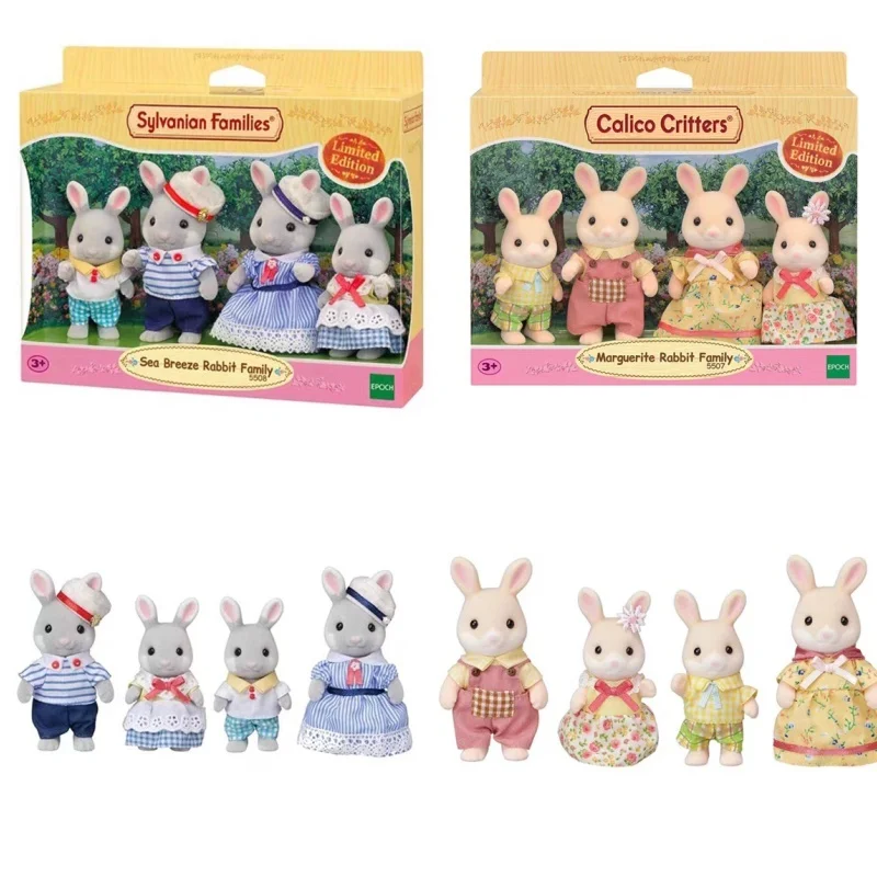 New Original Sylvanian Sea Breeze Rabbit Family Anime Figure Girl Figurine Kawaii Model Pendant Cute Families Birthday Gift Kids