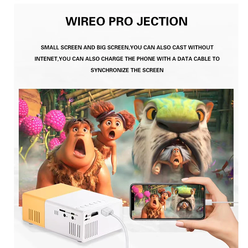 Yg300-ミニLEDプロジェクター,1080p,フルHD,3.5mm,オーディオ,HDMI,USB Yg300-ミニLEDプロジェクター,1080p,フルHD,3.5mm,オーディオ,HDMI,USB
