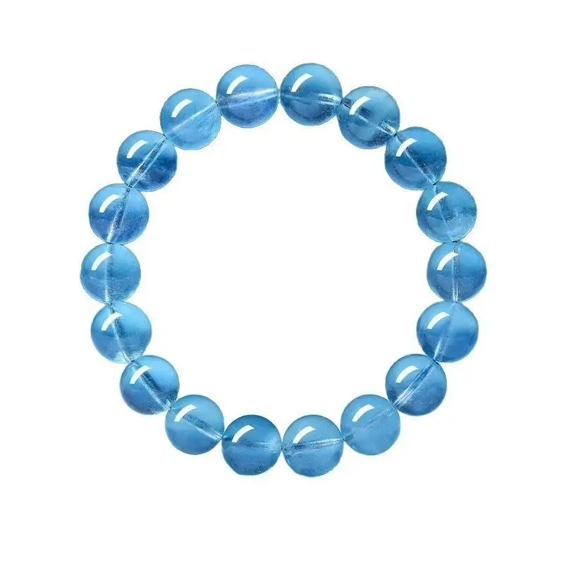 

Natural collection aquamarine single circle bracelet for men and women, high-end blue crystal for couples