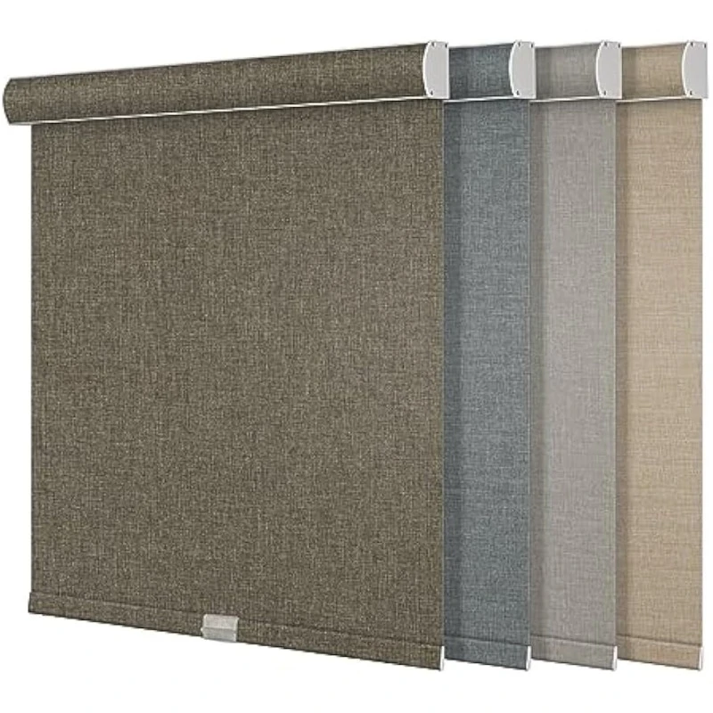 Blackout Roller Shades for Windows,Cordless,Linen Fabric,Roller Blinds,Thermal Insulated Fabric UV Protection