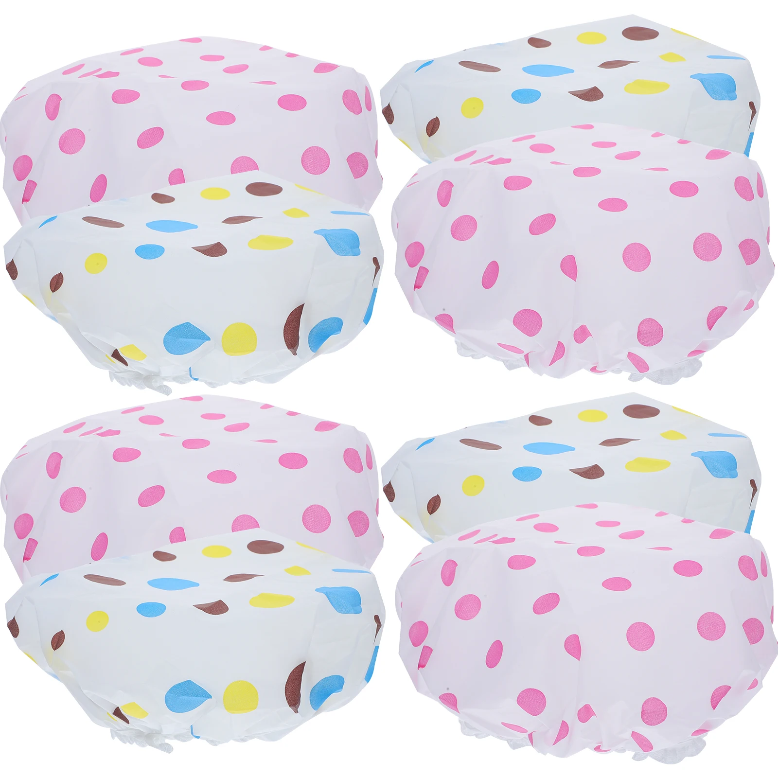 

8pcs Waterproof Shower Cap Bathroom Hat for Women Bathing Caps Hair Printing Reusable Shower Hats Easy Replace Broken