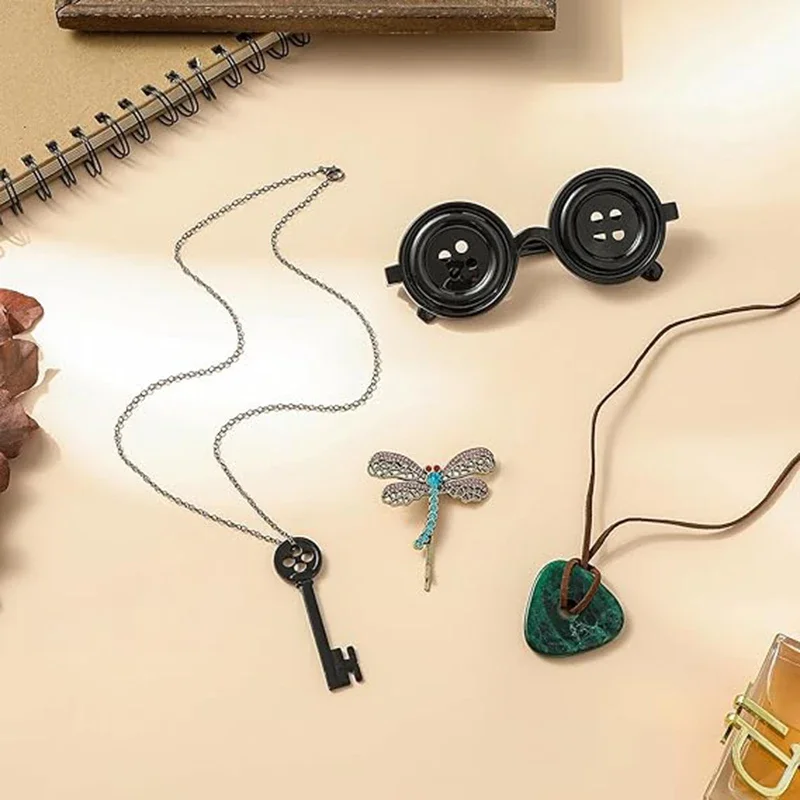 2024 Anime Caroline Cosplay Brille Unisex Terror Knopf Brillen Halloween Karneval Kostüm Zubehör Requisite