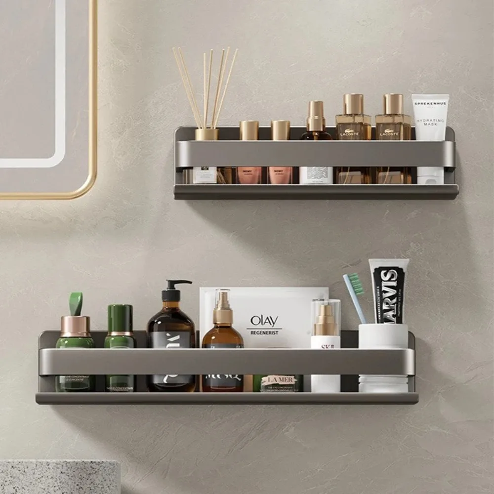 30–50 cm Badezimmer-Aufbewahrungsregal, Zubehör-Rack, Manager, Dusch-Aufbewahrungsregal, grau, Wandmontage, platzsparend, Aluminium, Badezimmer-Shampoo-Rack