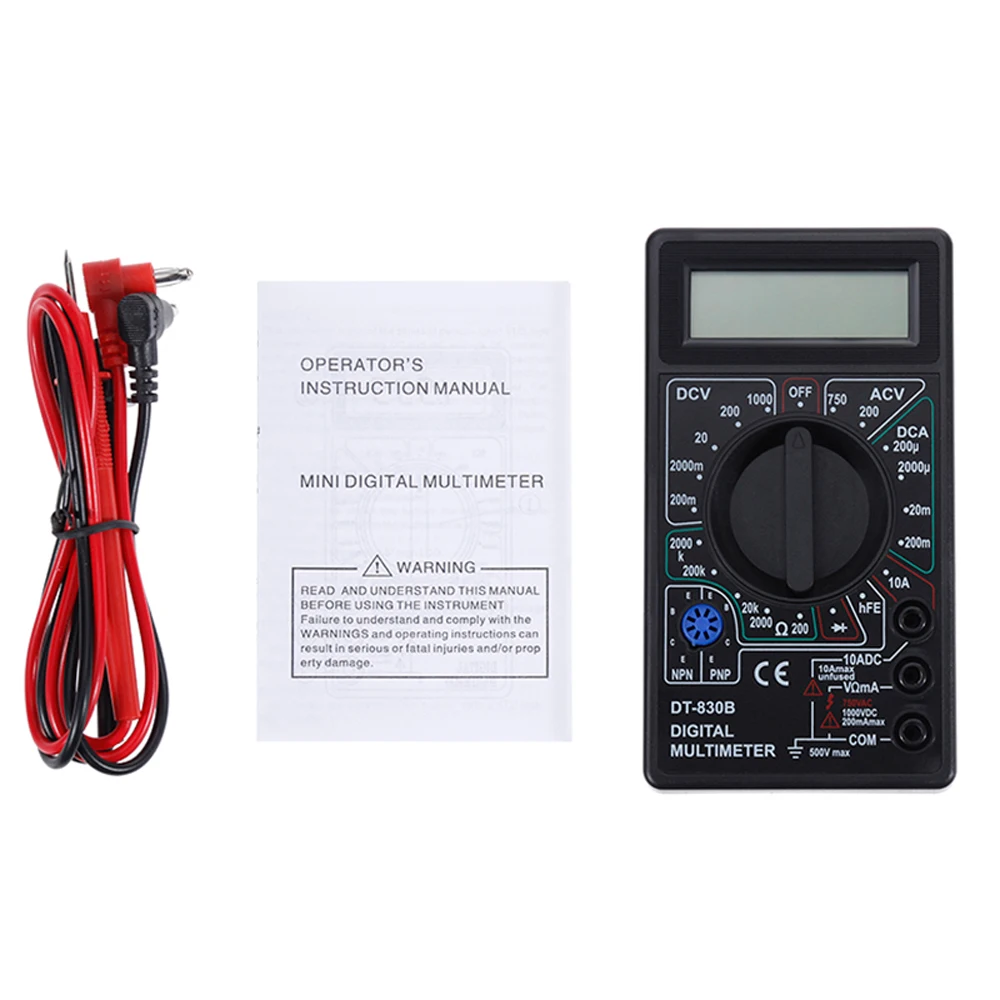 Towayer LCD Digital Multimeter AC/DC 750/1000V Digital Mini Handheld-Multimeter Probe For Voltmeter Ammeter Ohm Tester Meter