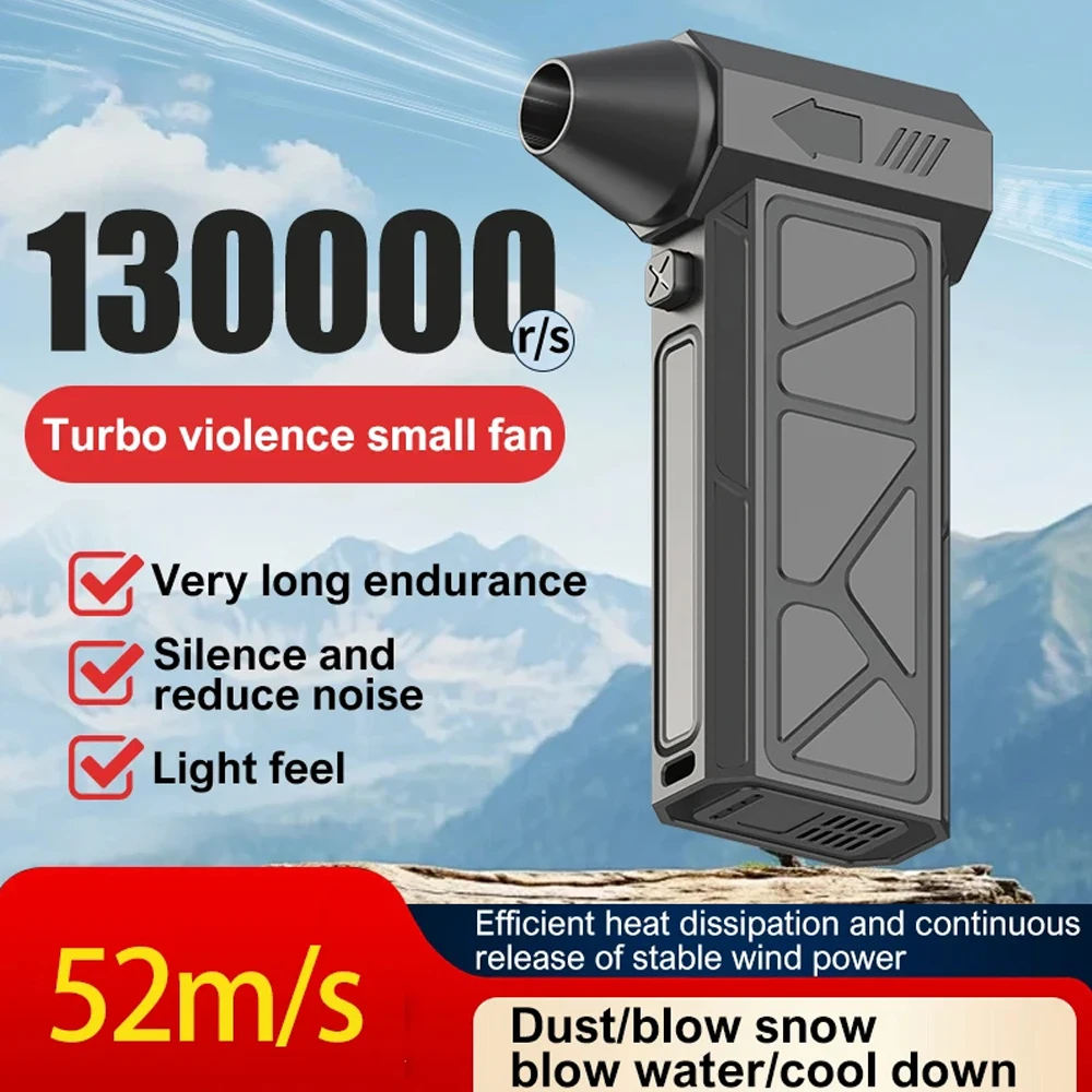 13000RPM Mini Turbo Jet Fan Brushless Motor Handheld Violent Turbo Fan Wind Speed 52M/S Electric Blower Snow Removal Air Dryer