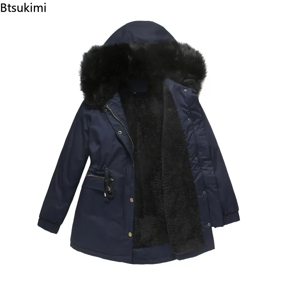 2025 Women's Thick Warm Parka Oversized Autumn Winter Plush Cotton Jacket Coat with Fur Collar Female Hooded Warm Jacket S-4XL