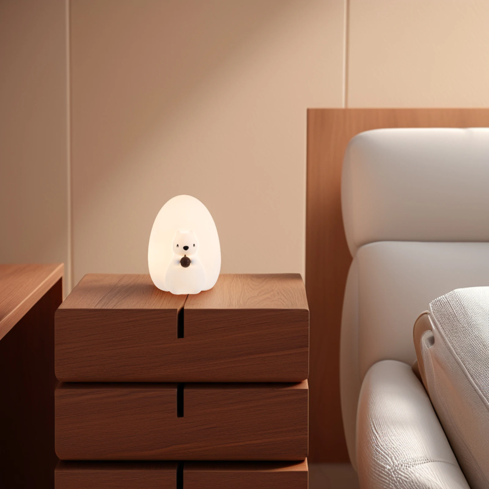 

1pc Squirrel Night Light Cartoon Silicone Patted Bedside Lamp USB Charging Small Adorable Kids Bedroom Baby Sleep Breastfeeding