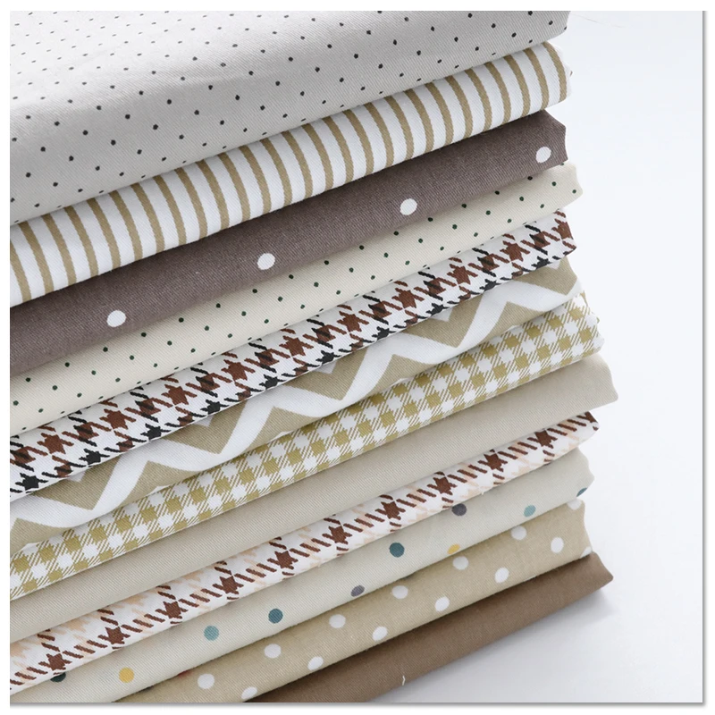 160x50cm Pure Cotton Twill Fabric Cotton Fabric All Cotton Pastoral Plaid Polka Dot DIY Coffee Color Series Sewing Cloth