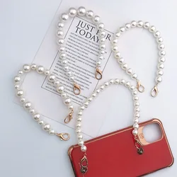 Creative Simple White Pearl Mobile Phone Chain Lanyard For Women Girls Anti-Drop Phone Case Chain Charm Jewelry Accessories