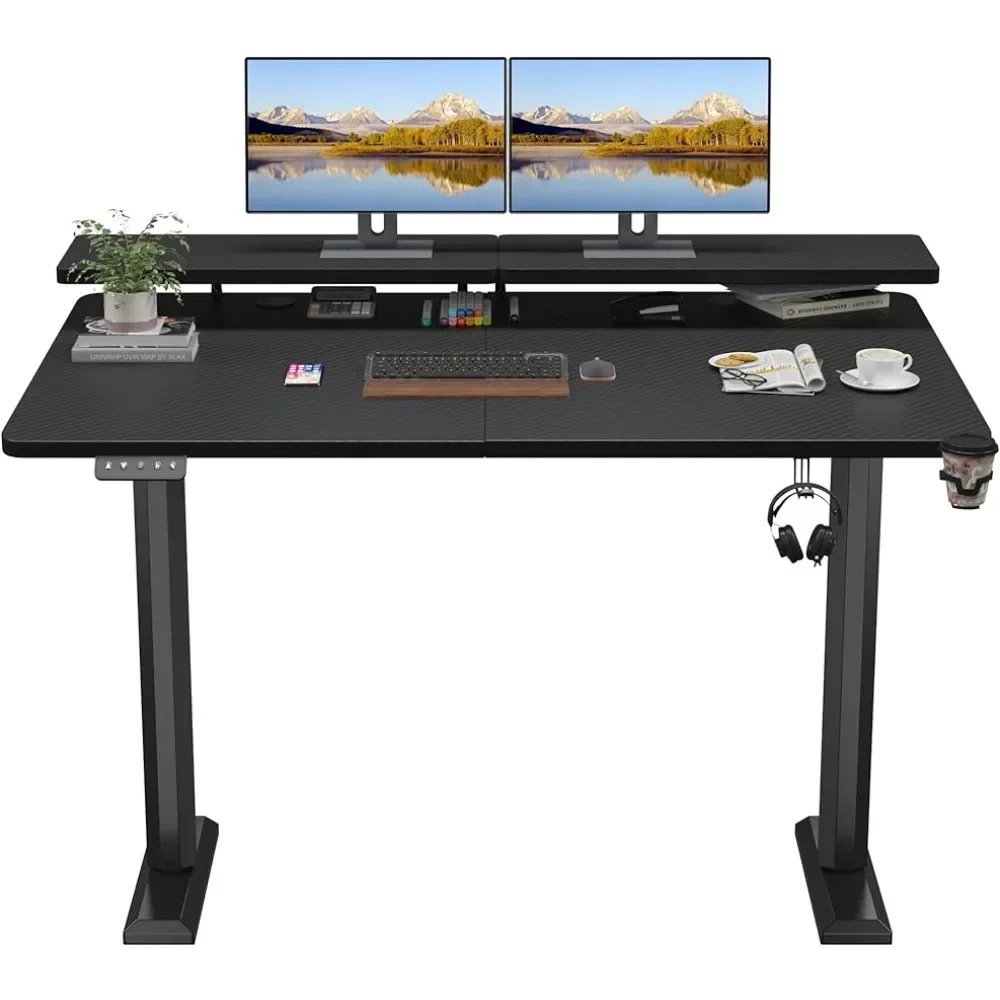 

Electric Standing Desk With Monitor Shelf 55 X 24 Inches Height Adjustable Corner Table Computer Desks Reading Freight free