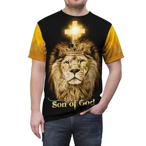 Vintage Kurzärmel -Männer, Löwengrafik, 3D -Druck, Christ, Jesus, Streetwear, Sommerkleidung 6 Hauptverkäufe Christian Leao T -Shirt - №6
