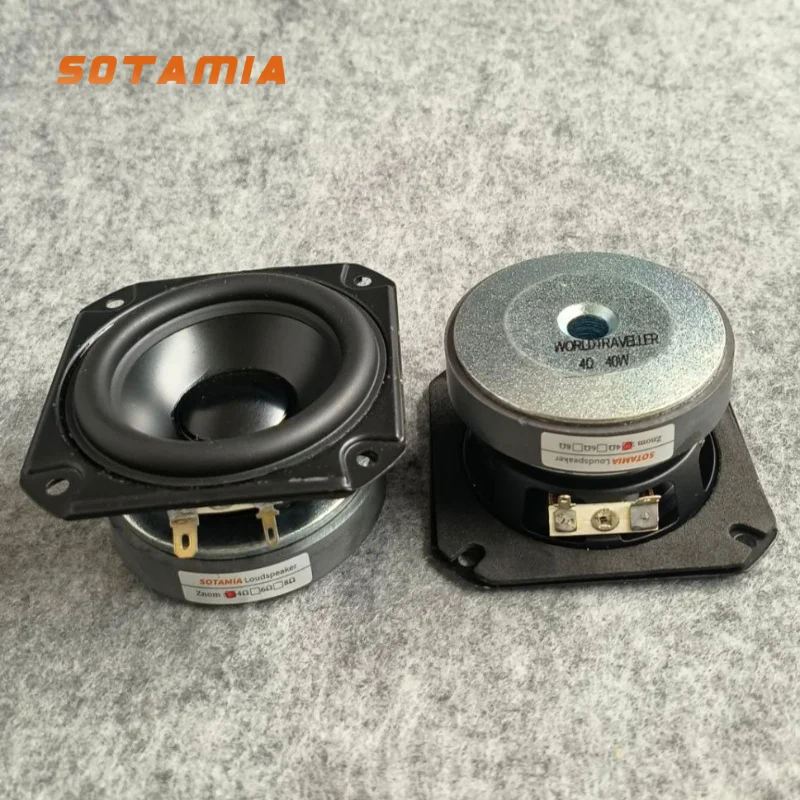 SOTAMIA 2Pcs 3 Inch Full Range Speakers 4 Ohm 40W Hifi Music Power Sound Loudspeaker DIY Home Theater Bluetooth Speaker