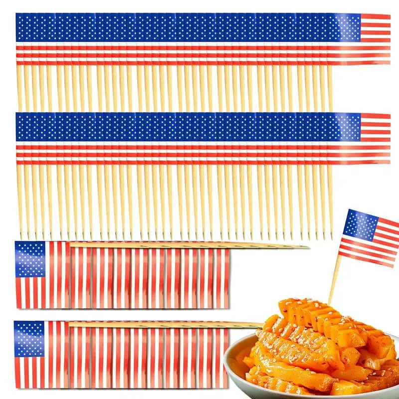 100 Stücke Lebensmittel Sticks Deutschland Flagge Cupcake Topper Mini Amerikanische Flaggen auf Stick Holz Cocktail Spieße Party Dekoration Lieferungen