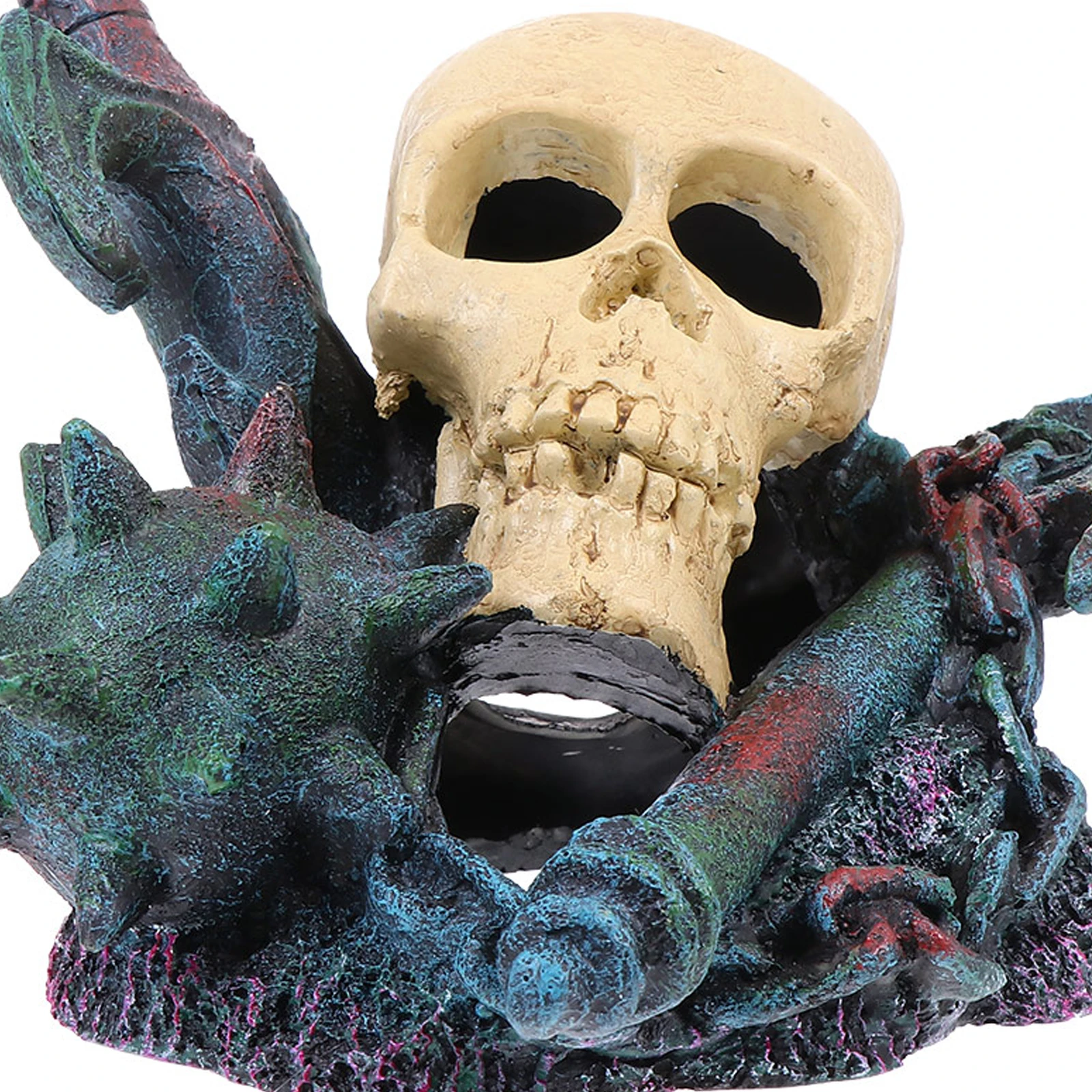 

1Pcs Realistic Resin Skull Decor for Fish Tank Aquarium Landscaping Vivid Bone Sculpture Submersible Ornament with Stable Bottom