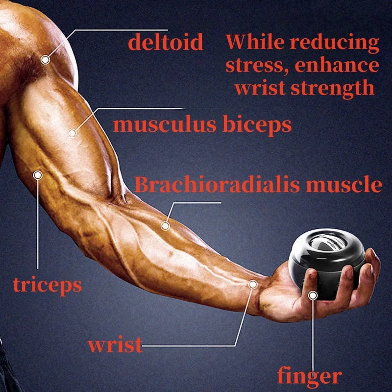 LED Gyroscopic Power Wrist Ball Self-starting Gyro Ball Gyroball Arm Hand Muscle Force Trainer Exercise Strengthener 