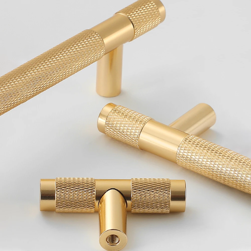 Transform Your Kitchen Cabinets with Our Stylish and Durable Knurled T Bar Handles Gold/Black Finish Multiple Sizes Available