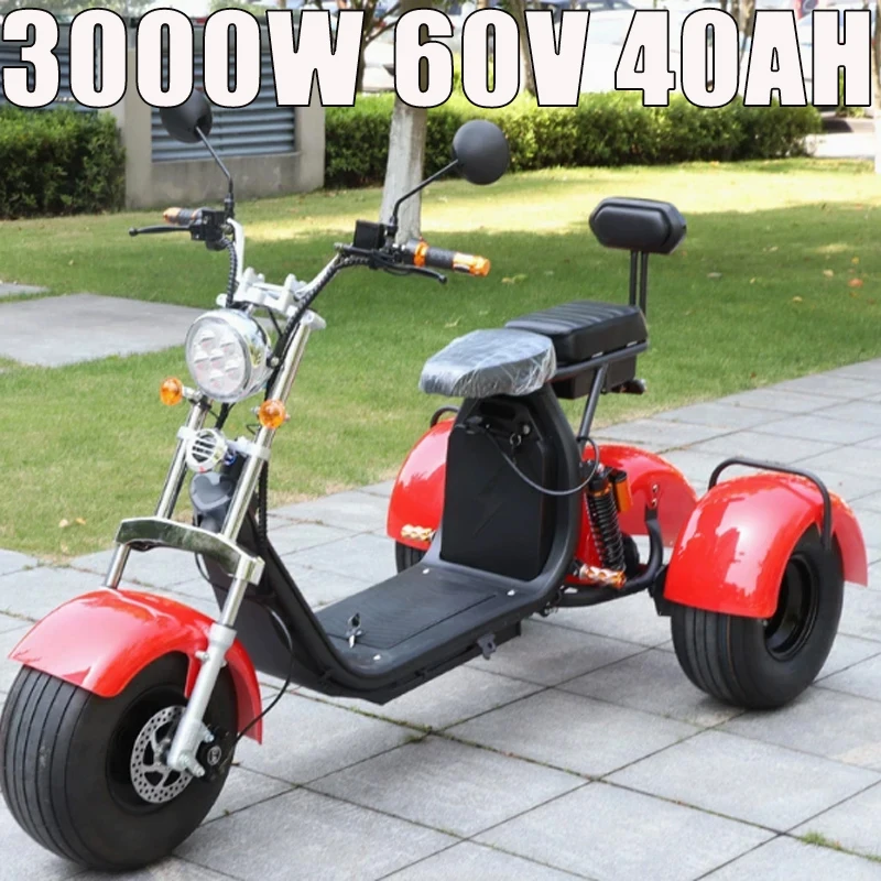 All Terrain Outdoor Adult E-Tricycle Scooter Full Dual Suspension System, 60V40AH Lithium Battery 3000W Off Road Three Wheeler