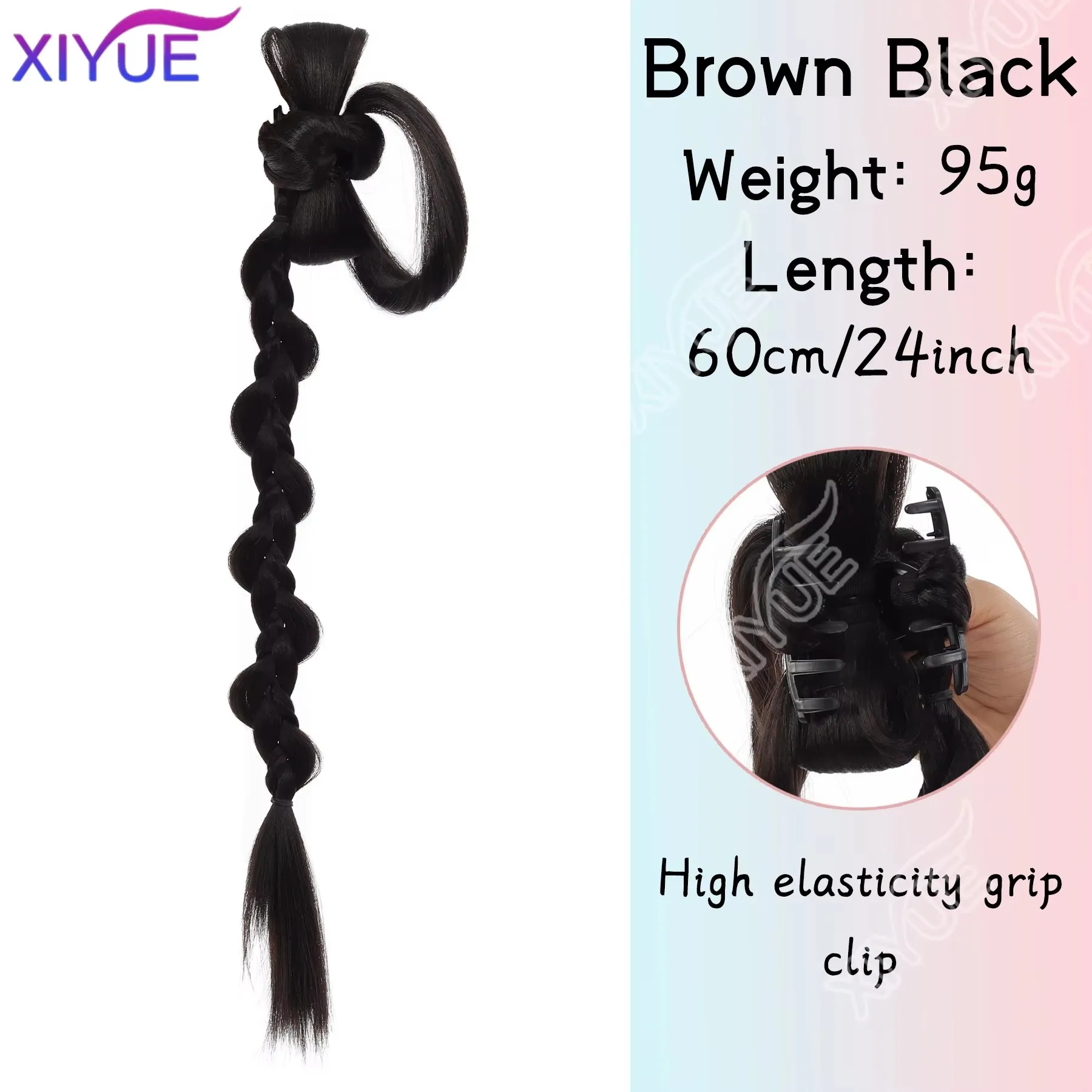 Synthetic Ponytail Bubble Braid Wig Hanfu Cheongsam Side-tie Ball Head Clip-on Twisted Braids Extension Simulated Flower Bud XY