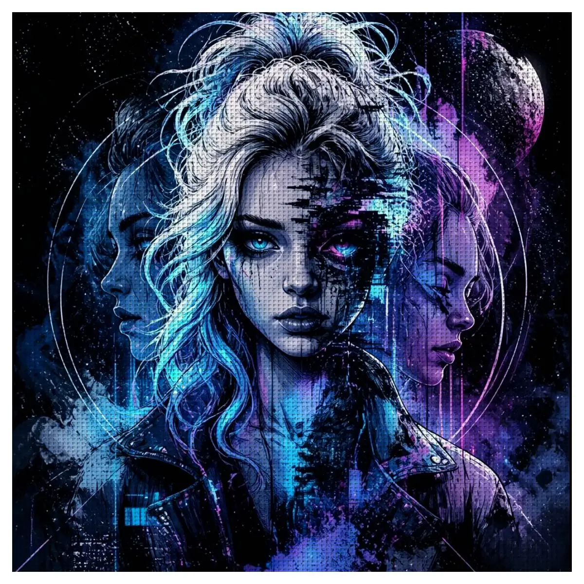 1pc 40X40CM/15.74inch Cool Goddess Stamped Cross Stitch Kit DIY Kit 11/14CT DIY Embroidered Set DIY Cross-Stitch Set New Arrival