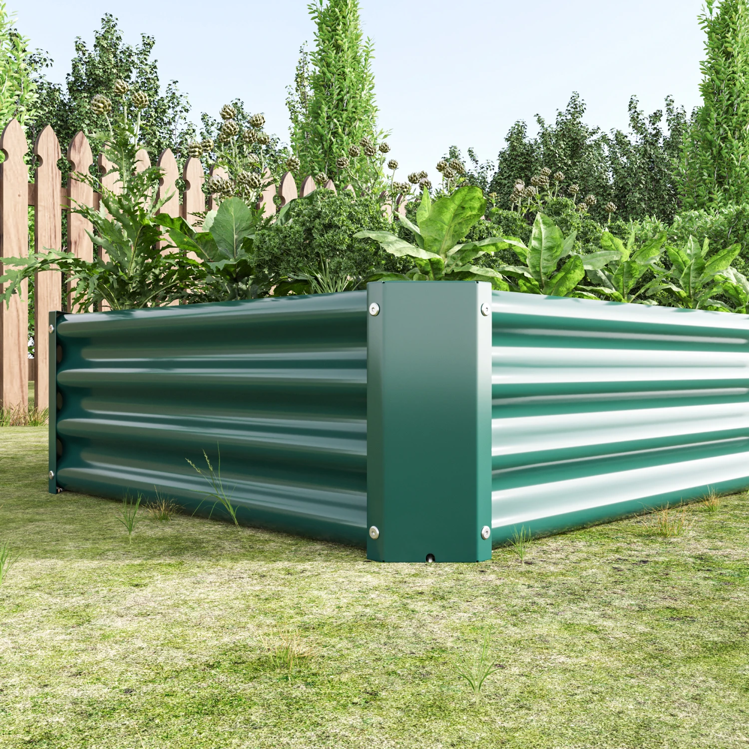 

Metal Raised Garden Bed Outdoor, 6x3x1ft - Green, Rectangle Planter for Plants, Vegetables, Flowers