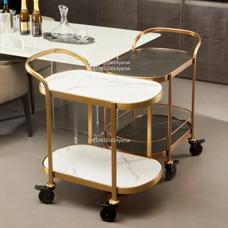

Cake Cart Luxury Large Trolley Hotel Restaurant Wine Cart Service Cart Dim Sum Two-layer Multipurpose