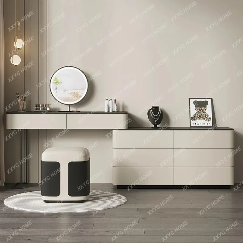 XX Wind Dresser Storage Cabinet Integrated Simple Master Bedroom Solid Wood Saddle Leather Makeup Table