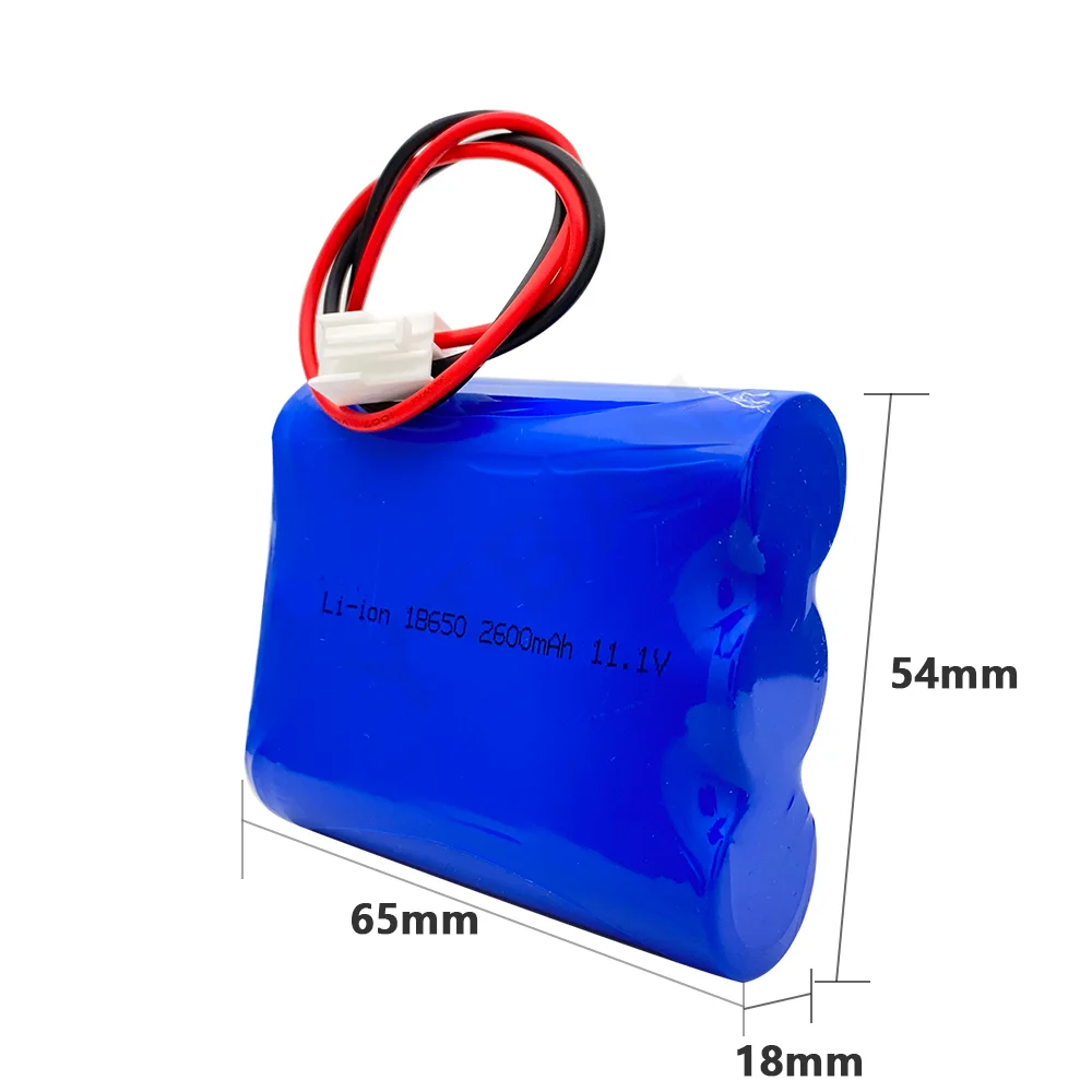 11.1 فولت 2600 مللي أمبير 18650 ليثيوم أيون 3S1P بطارية حزمة بطاريات قابلة للشحن تستخدم لمسدس اللفافة، ضوء الطوارئ، سمّاعات بلوتوث، إلخ.