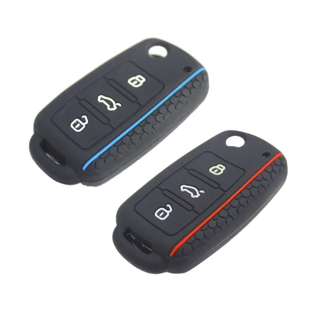Funda para llave de coche VW Golf Jetta POLO para Skoda Yeti Superb Rapid Octavia para SEAT Leon Ibiza cubierta de llave de silicona de 3 botones