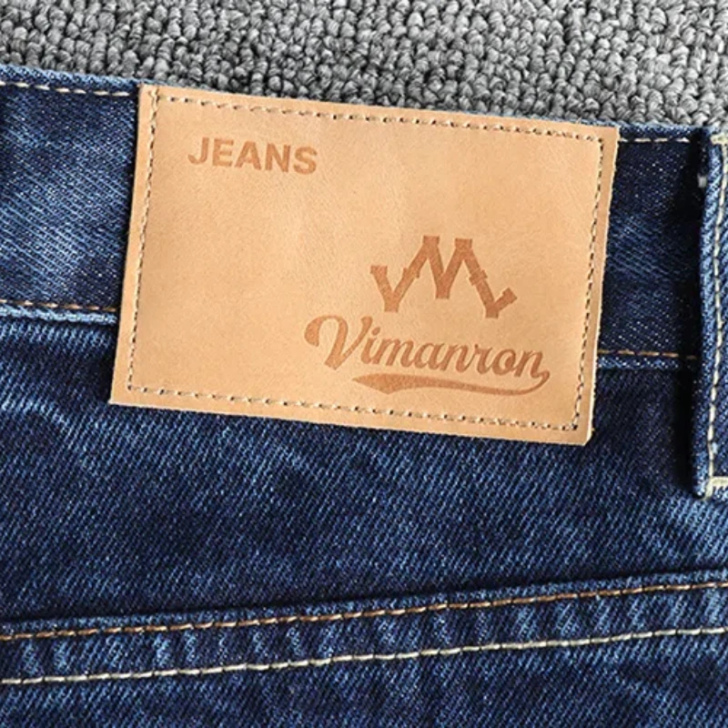 100% cotton primary blue American retro trend jeans men comfortable fit straight tube contrast color bright line craft casual pa