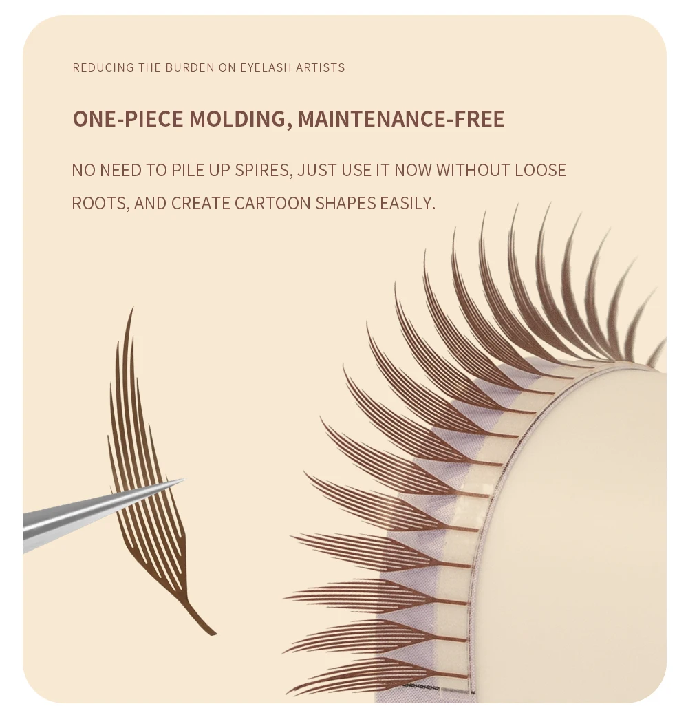 ANNAFRIS Braune Comic Spire Wimpernverlängerungen, automatisch blühende vorgefertigte Fächerwimpern, natürliche, weiche Anime-Effekt-Kunstwimpern – Detail 3